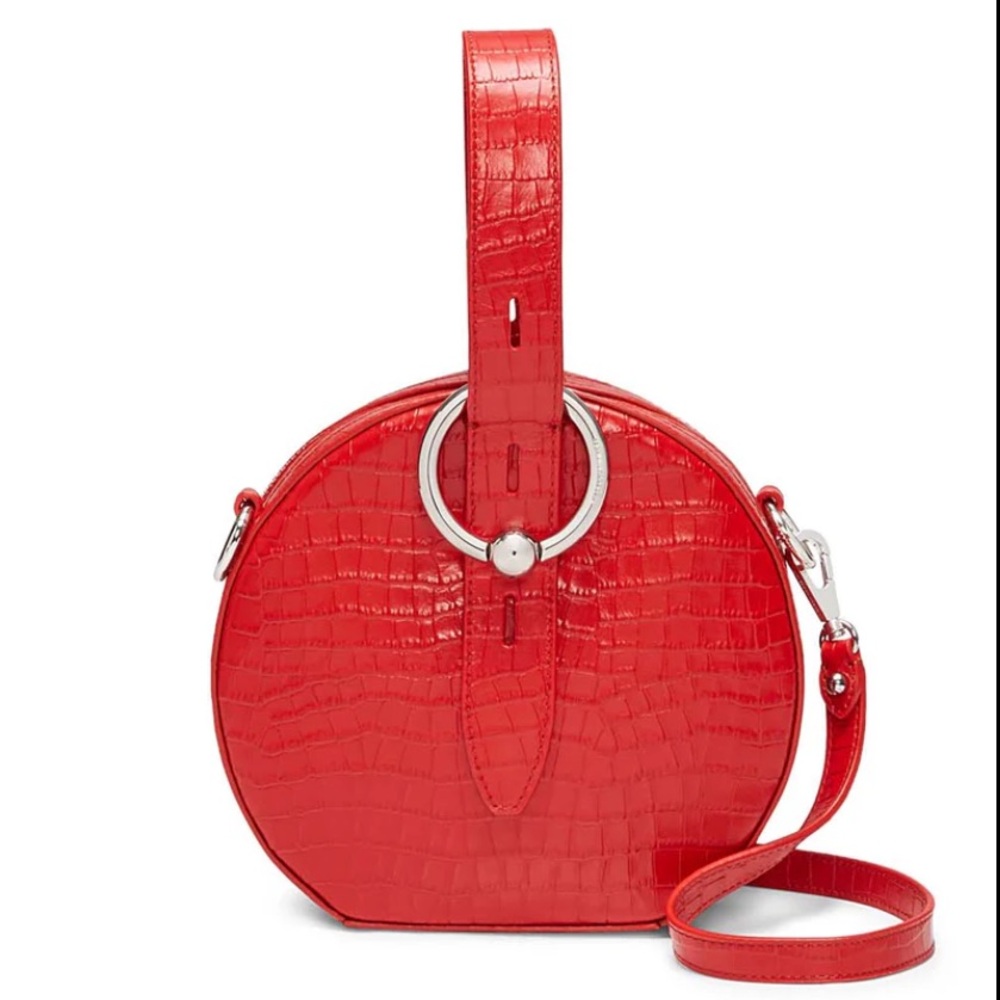 Rebecca Minkoff Red Croc-Embossed Kate Circle Bag